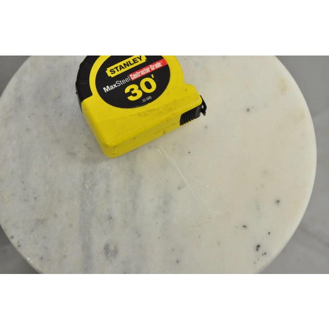 White Vintage Italian Classical White Marble Column Form Round 32" Pedestal Bust Stand For Sale - Image 8 of 14