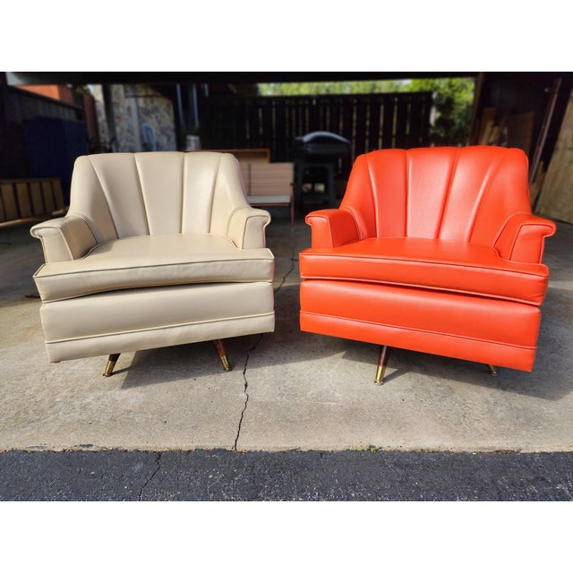 Vintage 1950s Midcentury Modern Pontiac Chair Co for Montgomery Ward Orange Swivel Rocking Chair For Sale - Image 9 of 10