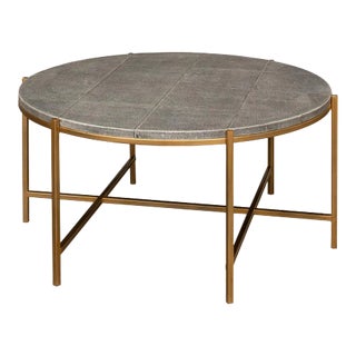 Mid Century Round Leather Cocktail Table For Sale