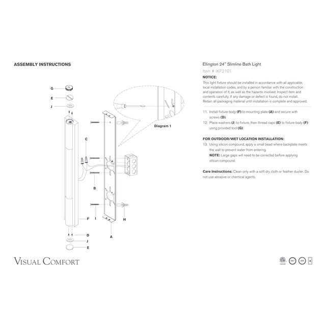 Ian K. Fowler for Visual Comfort Signature Ellington 24" Slimline Bath Light in Polished Nickel with White Glass For Sale In Houston - Image 6 of 6
