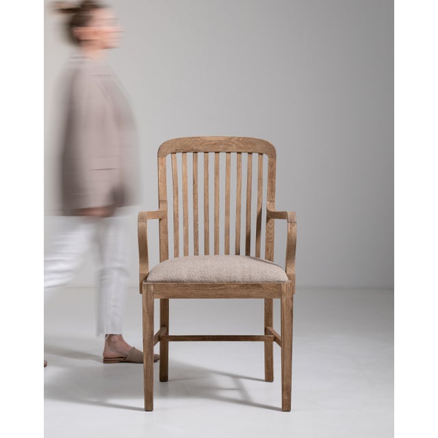 Brown 1900-1909 Oak Dining Chair with Upholstered Seat For Sale - Image 8 of 12