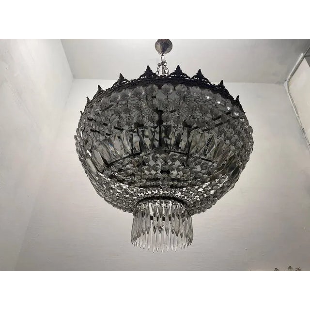1950s Large Crystal Chandelier, 1950s For Sale - Image 5 of 12