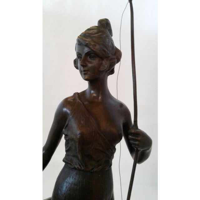 Art Deco Art Deco Bronze Sculpture "Diana the Huntress With Borzoi" Signed B. Zach For Sale - Image 3 of 5
