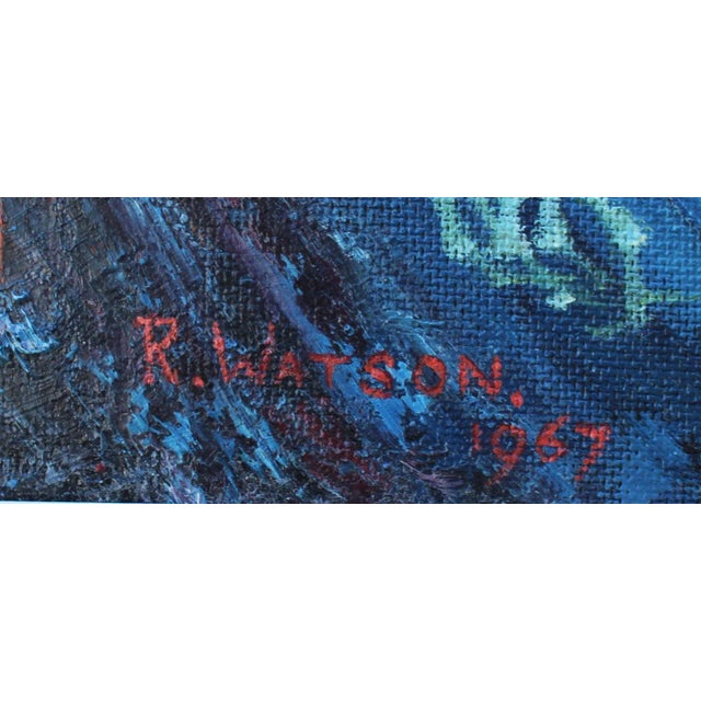 1960s Vintage Mid Century Dragon Abstract Oil Painting by Rosemary Watson For Sale - Image 5 of 8