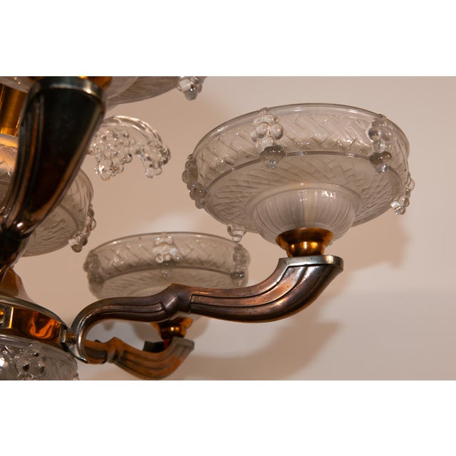 Metal Art Deco Ceiling Lamp by Ezan, France, 1930s For Sale - Image 7 of 13
