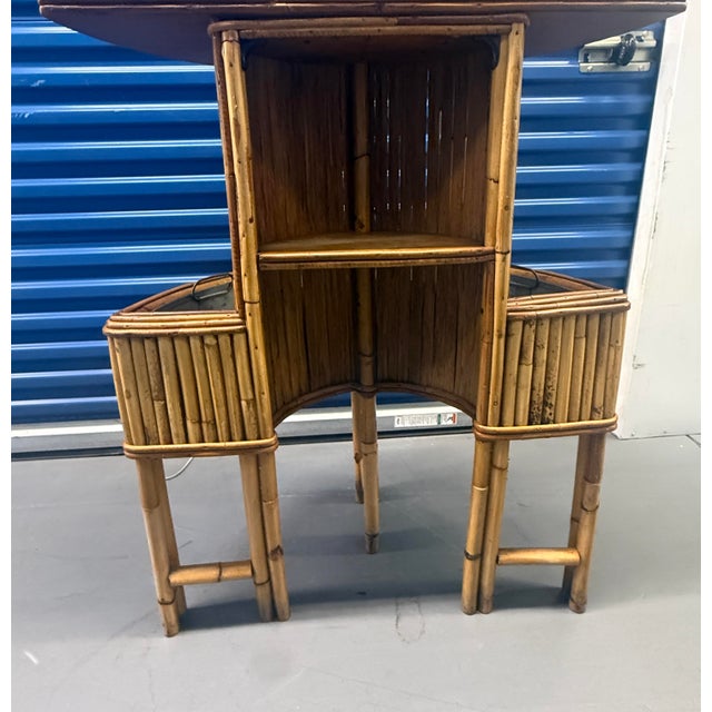 Vintage Rattan Table With Planter or DryBar For Sale - Image 9 of 12