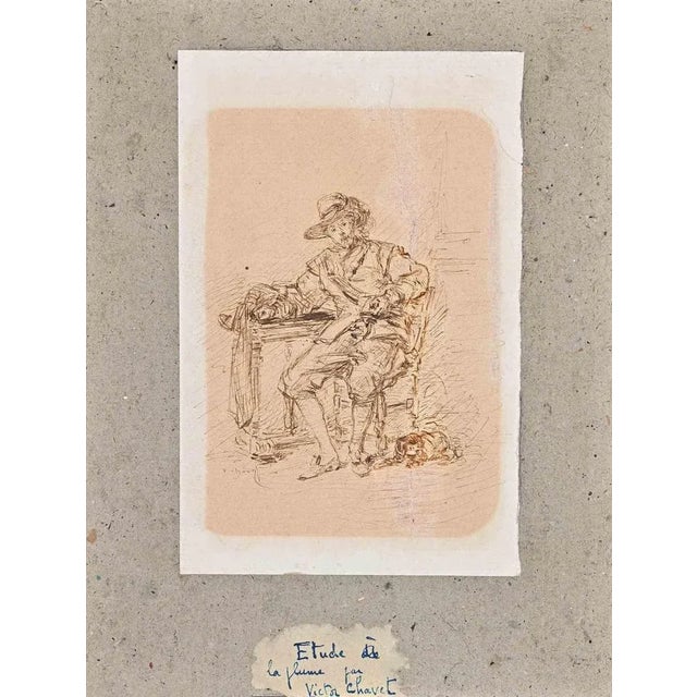 Victor Chavet, Study of Study of Figure, Drawing, Mid-19th Century For Sale - Image 3 of 3