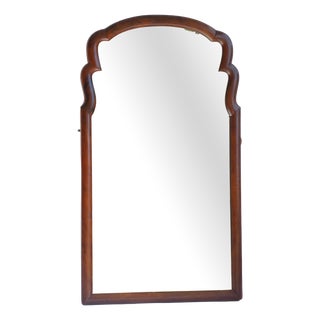 Large Antique Wooden Scalloped Mirror in Oak with Beveled Glass For Sale