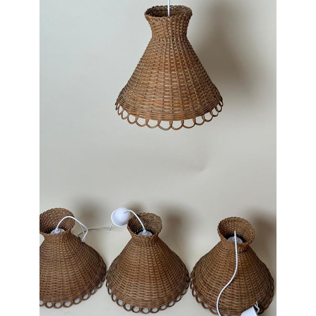 Handcrafted Rattan Diabolo Pendant Light in the style of Kalmar, 1960s For Sale - Image 13 of 15