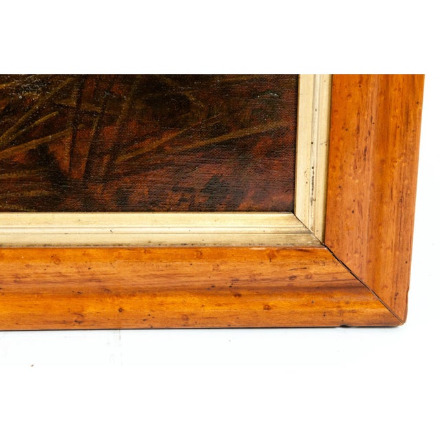 Wood Late 19th Century Wood Frame Oil / Canvas Painting For Sale - Image 7 of 9