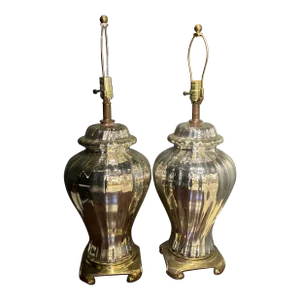 1930s Mercury Glass Table Lamps - a Pair