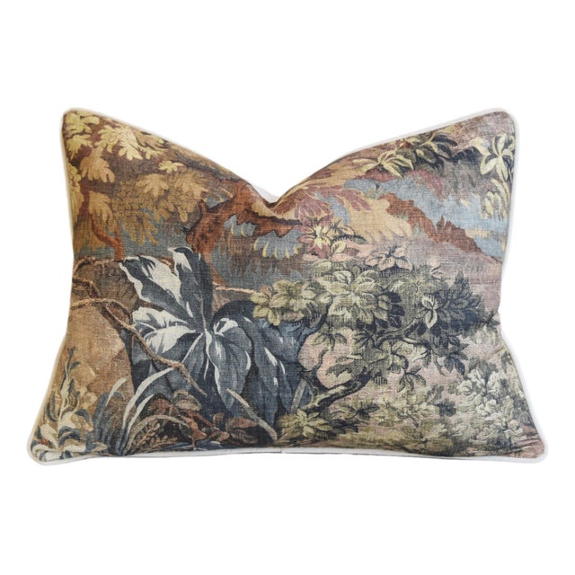 French Provincial Hamilton Old World Tapestry Botanical Feather/Down Pillow 24" X 18" For Sale - Image 3 of 7