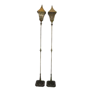 1960s Stiffel Venetian Torchiere Floor Lamps - a Pair