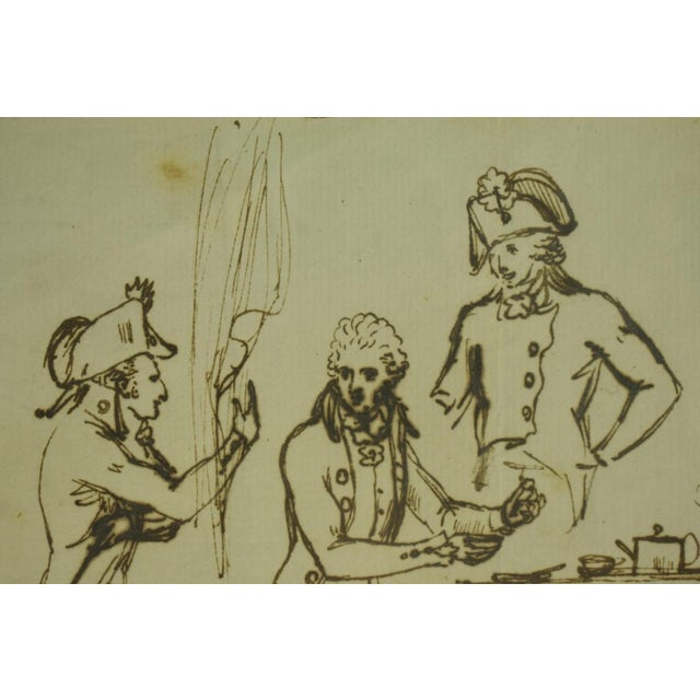 Late 18th Century Late 18th Century William Locke (1767-1847) Brown Ink on Paper of General d'Arblay & Friends For Sale - Image 5 of 5