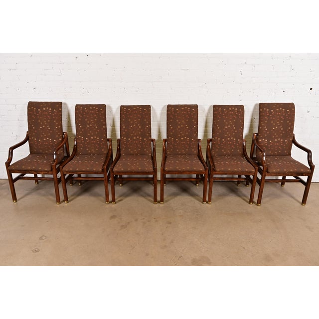 Mid-Century Modern Henredon Mid-Century Modern Sculpted Oak High Back Dining Chairs, Set of Six For Sale - Image 3 of 13