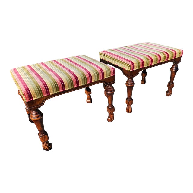 Large Late 20th Century High-Quality Bespoke Georgian Style Footstools- a Pair For Sale