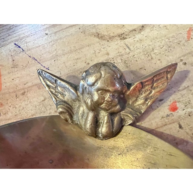 Metal Vintage Solid Brass Trinket Dish With Cherub For Sale - Image 7 of 7