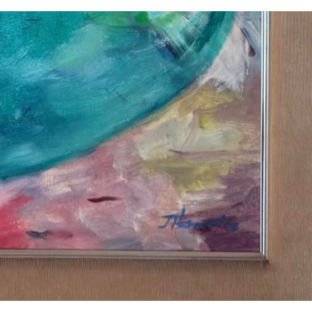 Paint Mid-Century Figural Oil Painting by Jim Hernandez – Barcelona, 1979 For Sale - Image 7 of 11