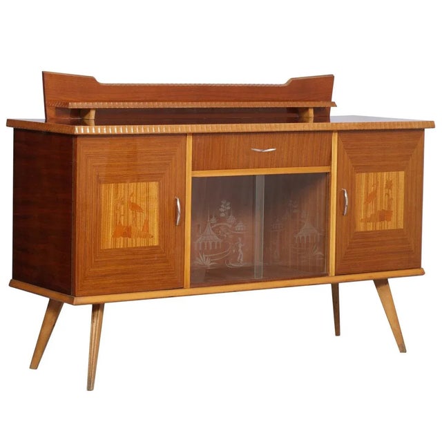 Tan Beech, Rosewood, and Inlaid Maple Sideboard by Melchiorre Bega, 1940s For Sale - Image 8 of 8
