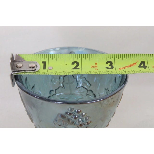 Glass Indiana Carnival Glass Harvest Grape Blue Iridescent Footed Sugar Bowl For Sale - Image 7 of 8