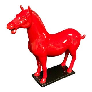 Early 21st Century Ceramic Red Horse For Sale