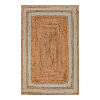 Soft Sea Green Jute Braided Handmade Bohemian 2.6'x6' Runner For Sale