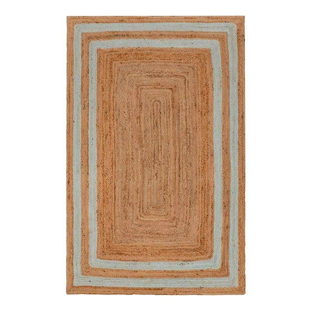 Soft Sea Green Jute Braided Handmade Bohemian 2.6'x6' Runner For Sale