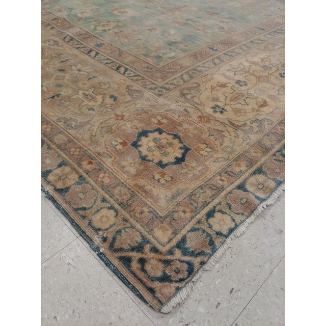 Antique Indian Agra Carpet, Handmade Rug, Green - Blue, Taupe, Beige, Allover For Sale - Image 12 of 18