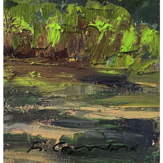 Oil Painting Spring Sunset Over the River Boris Serdyuk For Sale - Image 9 of 10