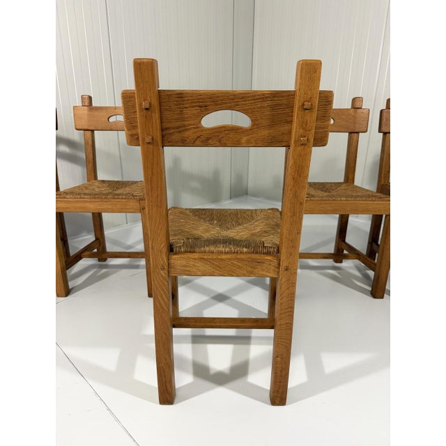 Rustic Blonde Oak Dining Chairs, 1960s, Set of 6 For Sale - Image 6 of 18