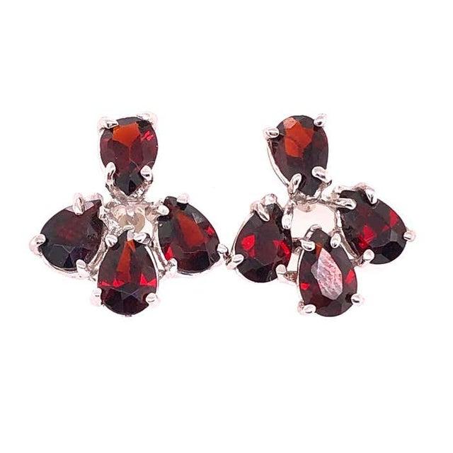 2010s 14 Karat White Gold and Garnet Earrings For Sale - Image 5 of 7