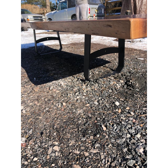 Very Long Hand Crafted Live Edge Walnut Slab Coffee Table For Sale - Image 12 of 13