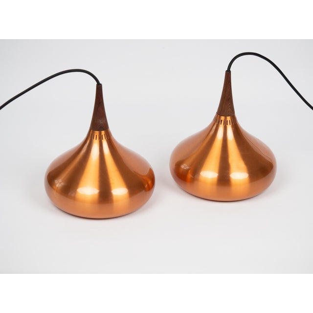 Vintage Aluminum Orient Pendant Lamps by Jo Hammerborg for Fog and Mørup, 1963, Set of 2 For Sale - Image 5 of 13