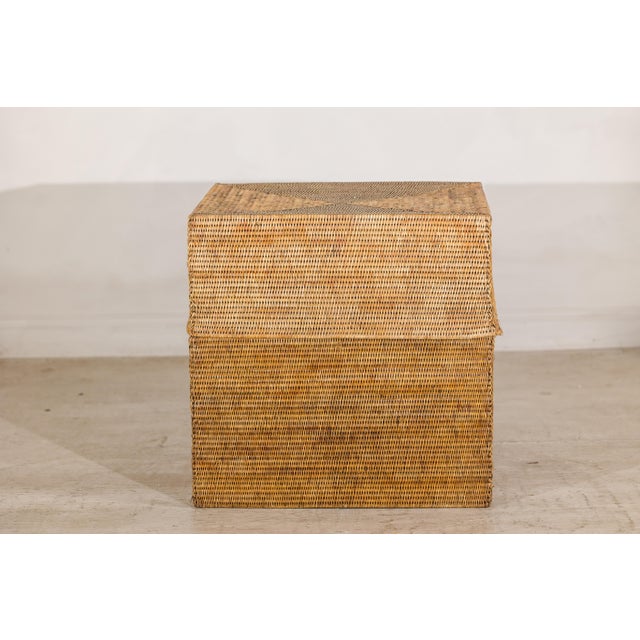 Large Vintage Woven Rattan Storage Box with Removable Lid For Sale - Image 4 of 15