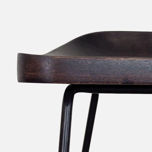 Pottery Barn Brenner Modern Industrial Counter Stool With Wood Seat and ...