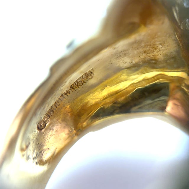 Late 20th Century Judith Ripka, Citrine Intaglio and Diamond Ring, 18k Yellow Gold, Size 6 For Sale In Chicago - Image 6 of 6