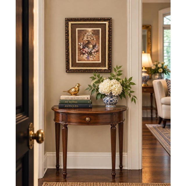 Late 20th Century Framed Floral Still Life Reproduction Print in Ornate Bronze and Gold Frame For Sale - Image 4 of 4