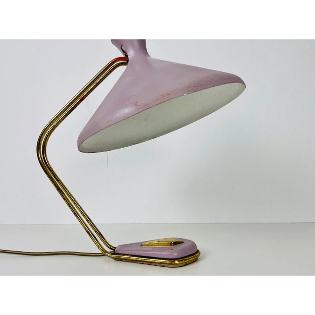 1960s Italian Brass and Violet Table Lamp, 1960s, Italy For Sale - Image 5 of 10