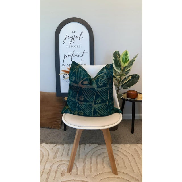 Textile Green Handmade Adire (Tie-Dye) Decorative Throw Pillow Cover For Sale - Image 7 of 7