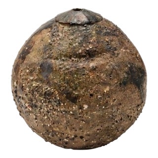 Large Textured Stoneware Weedpot by Noted American Potter William Wyman, C. 1963. For Sale