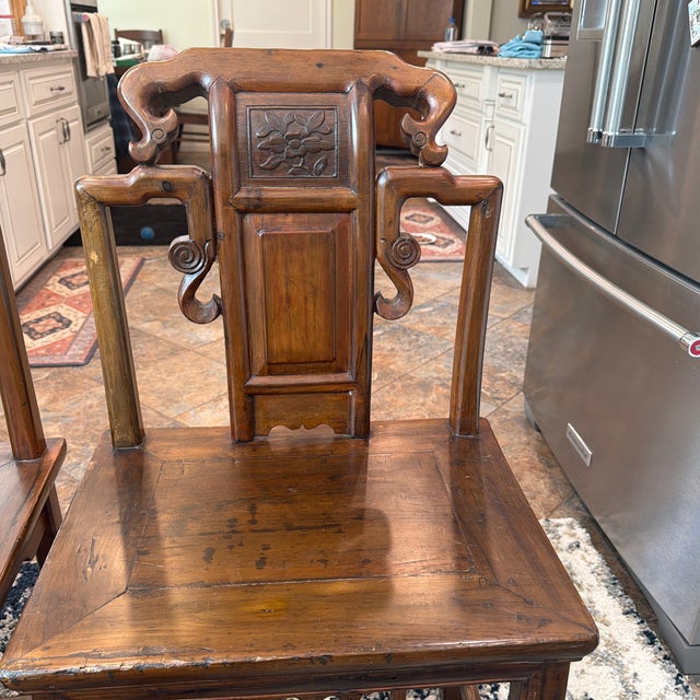 Beautiful Ancient Chinese Officials Hat Chairs (Pair). I understand the wood they are made of went extinct in the early...