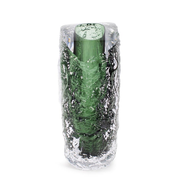 Emerald Crystalized Glass Vase- Medium For Sale - Image 10 of 11