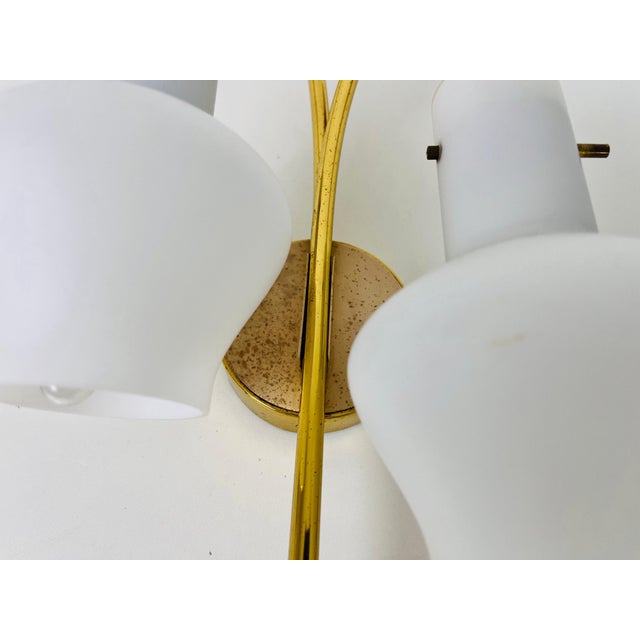 Metal Mid-Century Brass and Opaline Glass Wall Lamps, Italy, 1960s - A Pair For Sale - Image 7 of 10