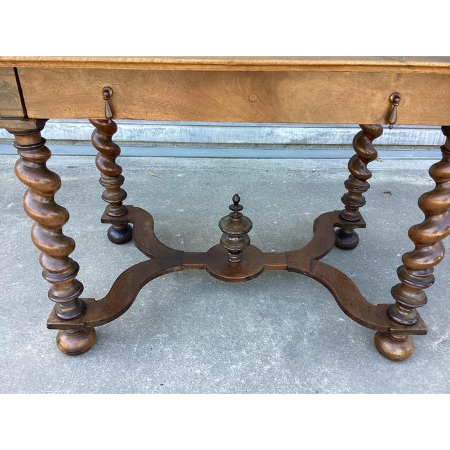 French Antique French Walnut Desk/Side Table on Barley Twist Legs For Sale - Image 3 of 11