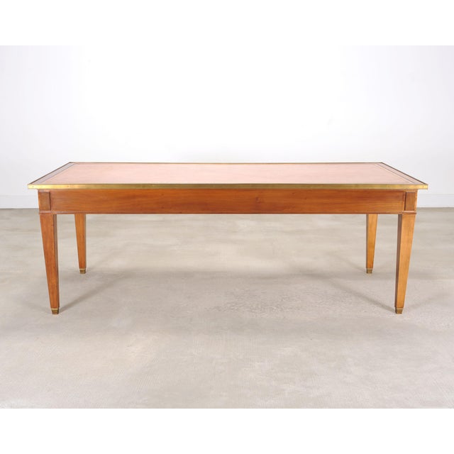 Midcentury French Palladian Fruitwood Library Table Desk 7 Ft For Sale - Image 18 of 18