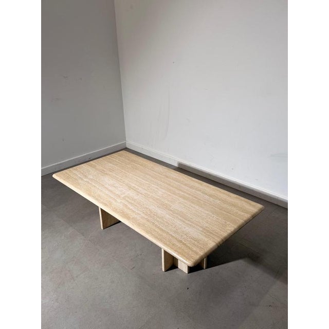 Travertine Coffee Table with Sculptural Base For Sale - Image 5 of 8