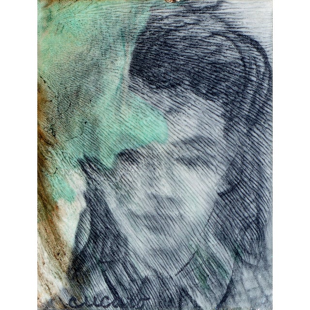 A gentle mid-century portrait of a young girl by Pascal "Pablo" Cucaro (American, 1915-2004). Sealed in a layer of clear...