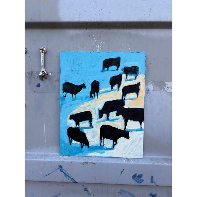 Paint Cows in the Snowlight Original Painting by Joseph Christy For Sale - Image 7 of 7
