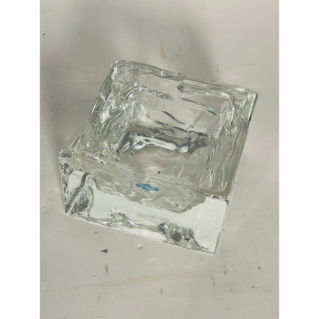 Vintage mid century modern Finnish Nuutajarvi crystal glass ashtray Catchall.