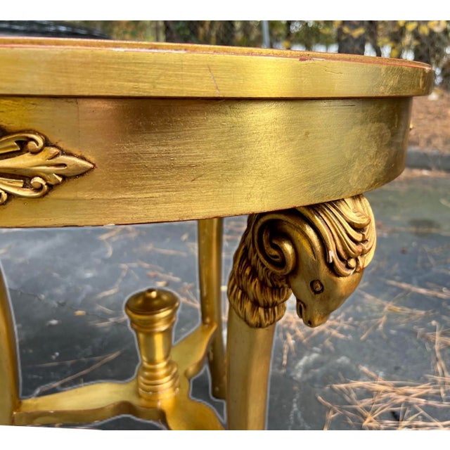Mid-Century Neo-Classical Style Italian Carved Giltwood Side Tables W/ Rams - Pair For Sale - Image 4 of 6